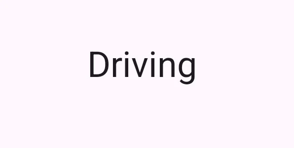 The CarFinder screen showing the word Driving.